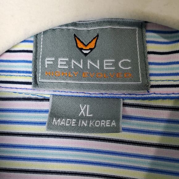 Fennec Mens Golf Polo Multicolor Pastel Striped Short Sleeve Shirt Size XL - Picture 3 of 6